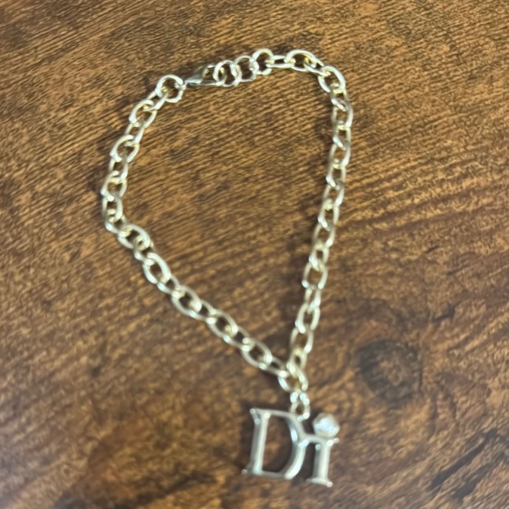Gold Chain Bracelet with Di Initial Charm